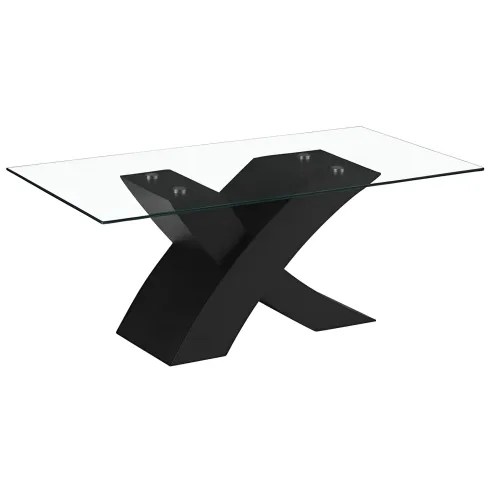 Tavolino in Vetro Temperato 110x60x45 cm Struttura Incrociata Nera
