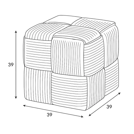 Pouf Quadrato 39x39x39 cm in Tessuto Effetto Intrecciato Mattone