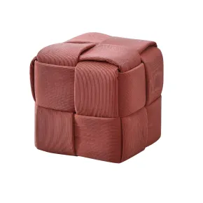 Pouf Quadrato 39x39x39 cm in Tessuto Effetto Intrecciato Mattone