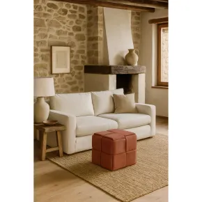 Pouf Quadrato 39x39x39 cm in Tessuto Effetto Intrecciato Mattone 2