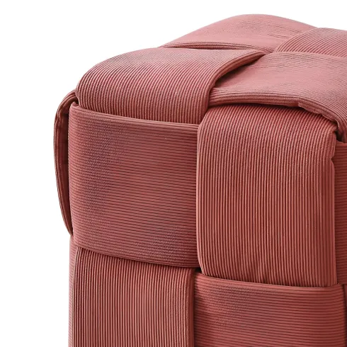 Pouf Quadrato 39x39x39 cm in Tessuto Effetto Intrecciato Mattone