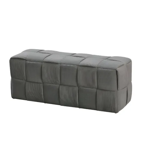Pouf Rettangolare 104x39x39 cm in Tessuto Effetto Intrecciato Grigio