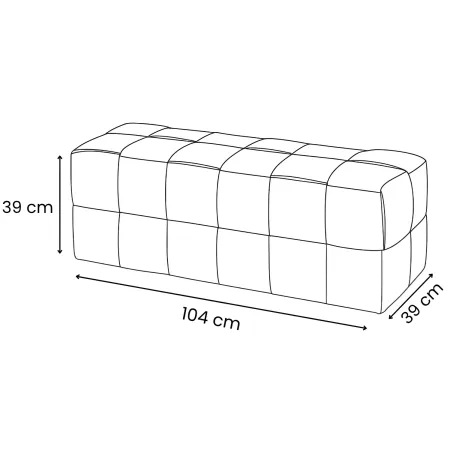 Pouf Rettangolare 104x39x39 cm in Tessuto Effetto Intrecciato Grigio