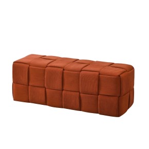 Pouf Rettangolare 104x39x39 cm in Tessuto Effetto Intrecciato Ruggine