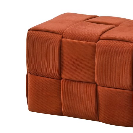 Pouf Rettangolare 104x39x39 cm in Tessuto Effetto Intrecciato Ruggine