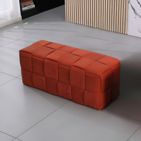 Pouf Rettangolare 104x39x39 cm in Tessuto Effetto Intrecciato Ruggine 2