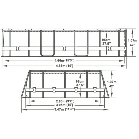 Piscina Ovale Fuori Terra 488x305x107 cm con Telaio e Pompa Filtrante