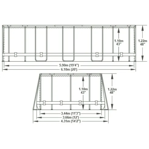 Piscina Fuori Terra 610x366x122 cm Rivestimento in Legno con Pompa