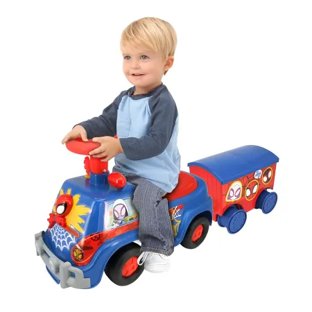 Camion per Bambini Cavalcabile Blu con Rimorchio Luci Suoni e Volante