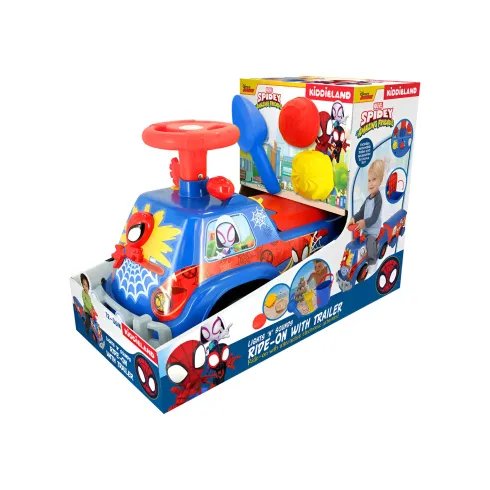 Camion per Bambini Cavalcabile Blu con Rimorchio Luci Suoni e Volante
