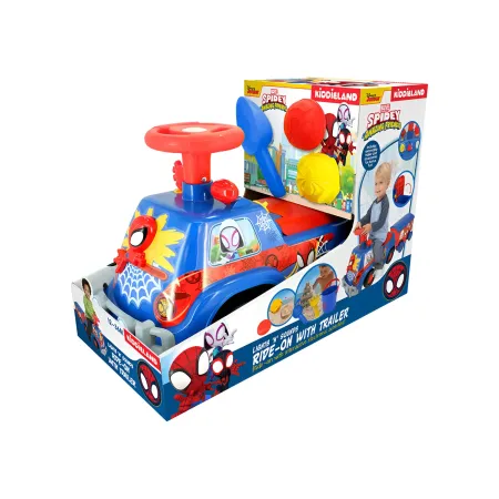 Camion per Bambini Cavalcabile Blu con Rimorchio Luci Suoni e Volante