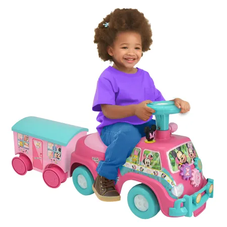 Camion per Bambini Cavalcabile Rosa con Rimorchio Suoni e Luci