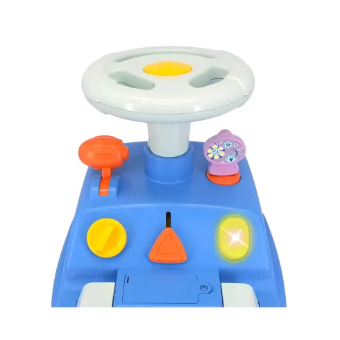Camion per Bambini Cavalcabile Celeste con Rimorchio Luci e Volante