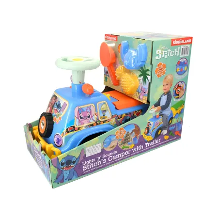 Camion per Bambini Cavalcabile Celeste con Rimorchio Luci e Volante