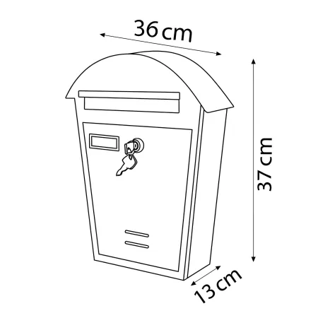 Cassetta Postale da Esterno in Lamiera Tetto Antipioggia e Serratura