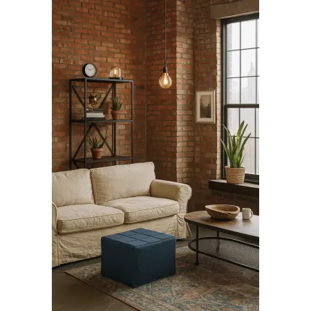 Pouf Letto Singolo Pieghevole Richiudibile Blu 70x70 cm Salvaspazio