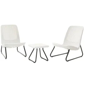 Salotto da Esterno 2 Posti in Resina Bianco Effetto Rattan con Tavolino