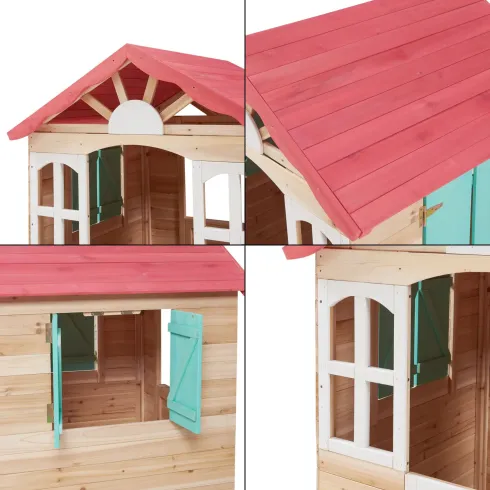 Casetta per Bambini in Legno 115x101x130 cm da Esterno Certificata FSC