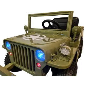 Macchina Elettrica Jeep Willy Verde per Bambini Fuoristrada Monoposto 2