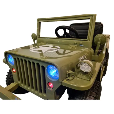 Macchina Elettrica Jeep Willy Verde per Bambini Fuoristrada Monoposto