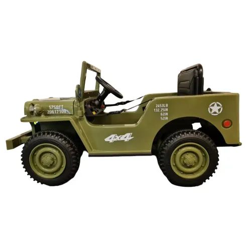 Macchina Elettrica Jeep Willy Verde per Bambini Fuoristrada Monoposto