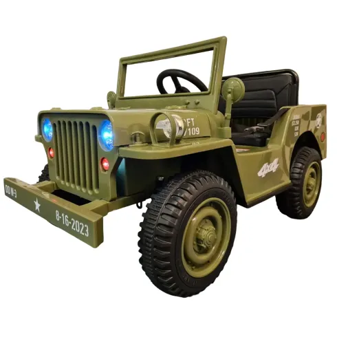 Macchina Elettrica Jeep Willy Verde per Bambini Fuoristrada Monoposto