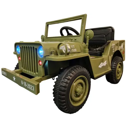 Macchina Elettrica Jeep Willy Verde per Bambini Fuoristrada Monoposto