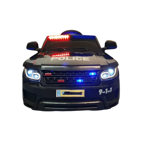 Macchina Elettrica Polizia per Bambini Nera a Batteria 12 V Jeep Luci Macchinina | BricoShop24