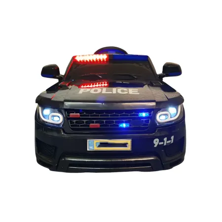Macchina Elettrica Polizia per Bambini Nera a Batteria 12 V Jeep Luci Macchinina | BricoShop24