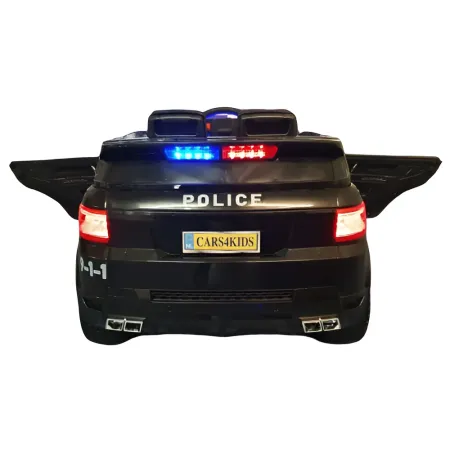 Macchina Elettrica Polizia per Bambini Nera a Batteria 12 V Jeep Luci Macchinina | BricoShop24