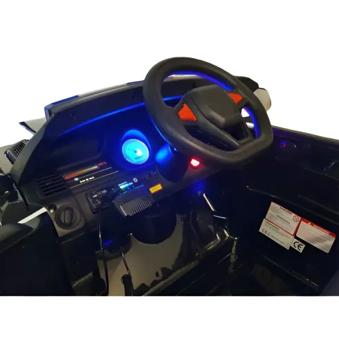 Macchina Elettrica Polizia per Bambini Nera a Batteria 12 V Jeep Luci Macchinina | BricoShop24