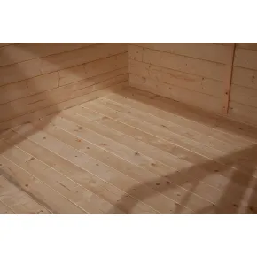Pavimento in Abete Grezzo per Casetta Gilda con Base in Legno Trattato