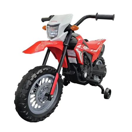 Moto Elettrica per Bambini 12V Honda Rosso con Rotelle Luci e Suoni