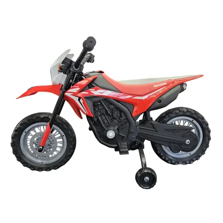 Moto Elettrica per Bambini 12V Honda Rosso con Rotelle Luci e Suoni
