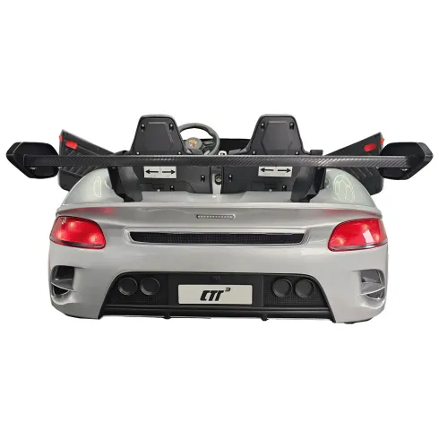 Auto Elettrica per Bambini 24V Porsche 2 Posti Grigio con Luci e Musica