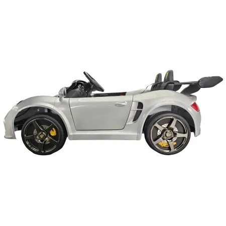 Auto Elettrica per Bambini 24V Porsche 2 Posti Grigio con Luci e Musica