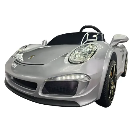Auto Elettrica per Bambini 24V Porsche 2 Posti Grigio con Luci e Musica