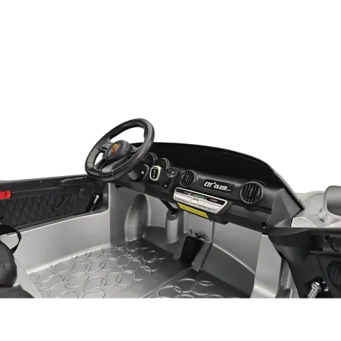 Auto Elettrica per Bambini 24V Porsche 2 Posti Grigio con Luci e Musica