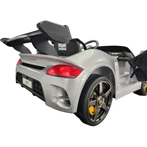 Auto Elettrica per Bambini 24V Porsche 2 Posti Grigio con Luci e Musica