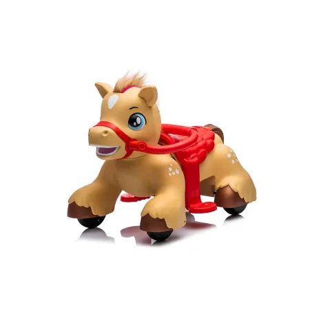 Pony Elettrico per Bambini Cavalcabile 12V Marrone con Suoni e Luci