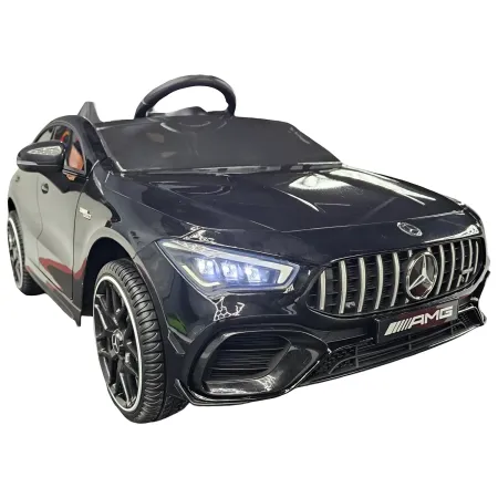 Macchina Elettrica per Bambini Mercedes Nero 12V con Sedile in Pelle