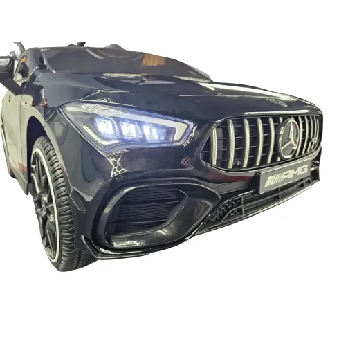 Macchina Elettrica per Bambini Mercedes Nero 12V con Sedile in Pelle