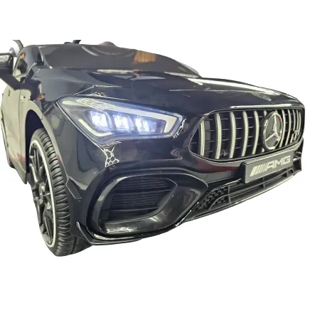 Macchina Elettrica per Bambini Mercedes Nero 12V con Sedile in Pelle