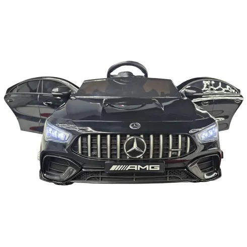 Macchina Elettrica per Bambini Mercedes Nero 12V con Sedile in Pelle