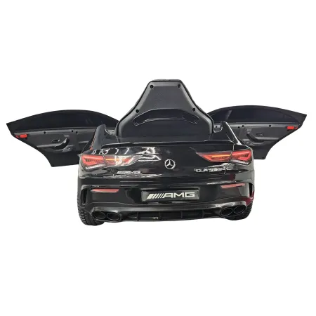 Macchina Elettrica per Bambini Mercedes Nero 12V con Sedile in Pelle