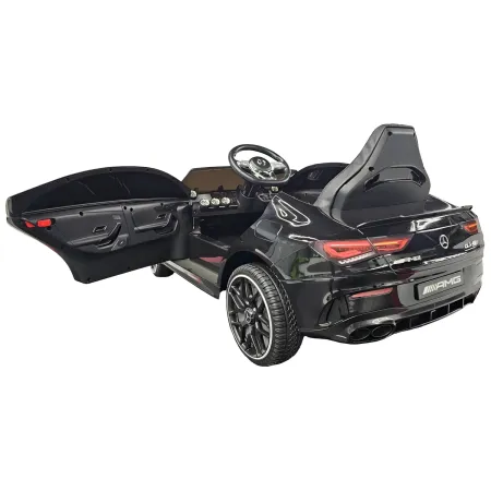 Macchina Elettrica per Bambini Mercedes Nero 12V con Sedile in Pelle