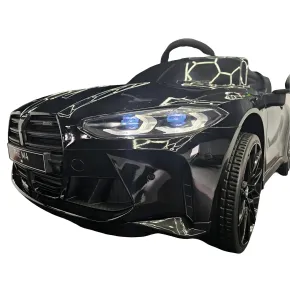 Auto Elettrica per Bambini BMW M4 Nero 12V Sedile in Pelle e Telecomando