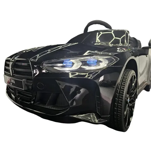 Auto Elettrica per Bambini BMW M4 Nero 12V Sedile in Pelle e Telecomando
