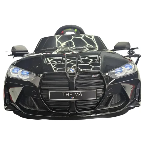 Auto Elettrica per Bambini BMW M4 Nero 12V Sedile in Pelle e Telecomando