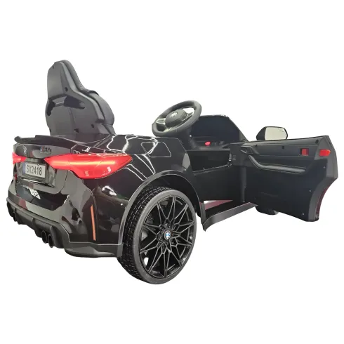 Auto Elettrica per Bambini BMW M4 Nero 12V Sedile in Pelle e Telecomando